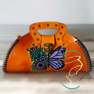 BOLSO MEDIA LUNA MARIPOSA Y FLOR